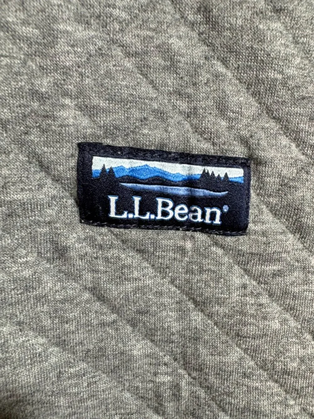 L.L.Bean Quilted Colorblock Crewneck Sweatshirt Men's XL Gray Navy Casual Cozy